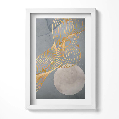 Obraz w ramie Abstrakcyjna ilustracja księżyca ze złotem