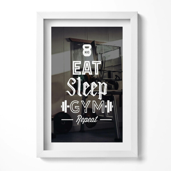 Obraz w ramie Motywacyjny napis "Eat sleep gym repeat"