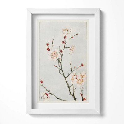 Obraz w ramie Minimalistyczna ilustracja gałęzi z kwiatami