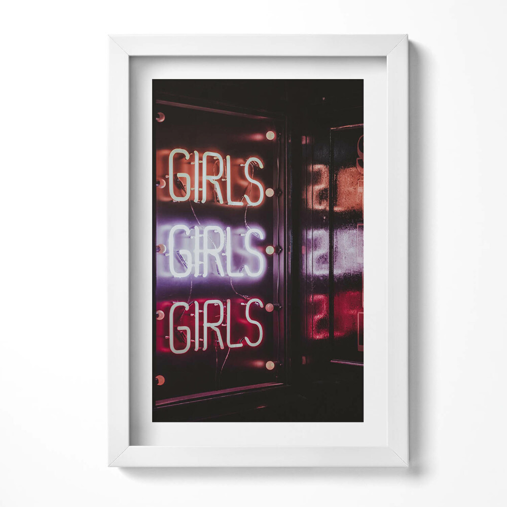 Obraz w ramie Świecące neony "Girls"