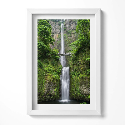 Obraz w ramie Wysoki wodospad i mosty