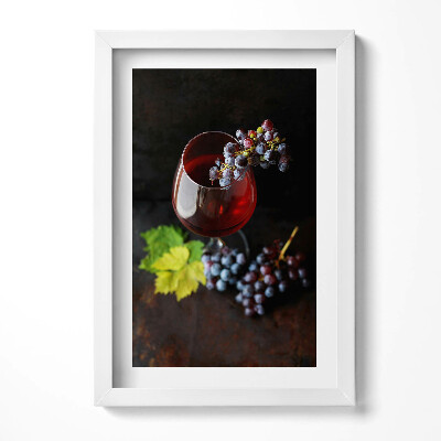 Obraz w ramie Kieliszek wina i winogrona