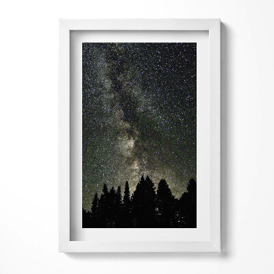 Obraz w ramie Gwieździste niebo nad lasem