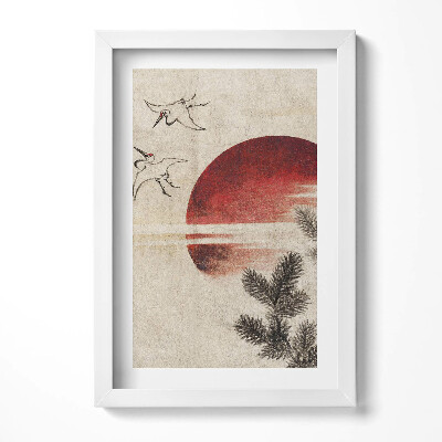 Obraz w ramie Japońska sztuka zachodzące słońce