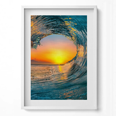 Obraz pionowy Fala wodna o zachodzie słońca