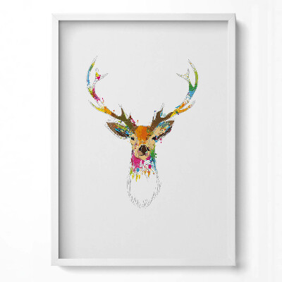 Obraz pionowy Ilustracja kolorowa głowa jelenia