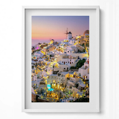 Obraz pionowy Architektura Santorini wieczorem Grecja