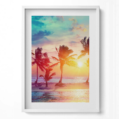 Obraz pionowy Palmy Miami o wschodzie słońca