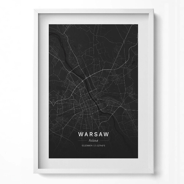 Obraz pionowy Mapa miasta Warszawa Polska