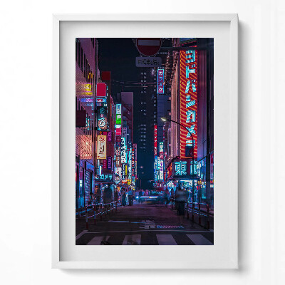 Obraz pionowy Azjatyckie miasto nocą