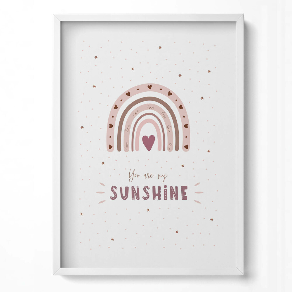 Obraz pionowy Urocza ilustracja tęczy i napis "You are my sunshine"