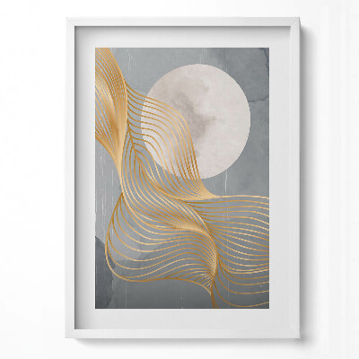 Obraz pionowy Abstrakcyjna ilustracja księżyca ze złotem