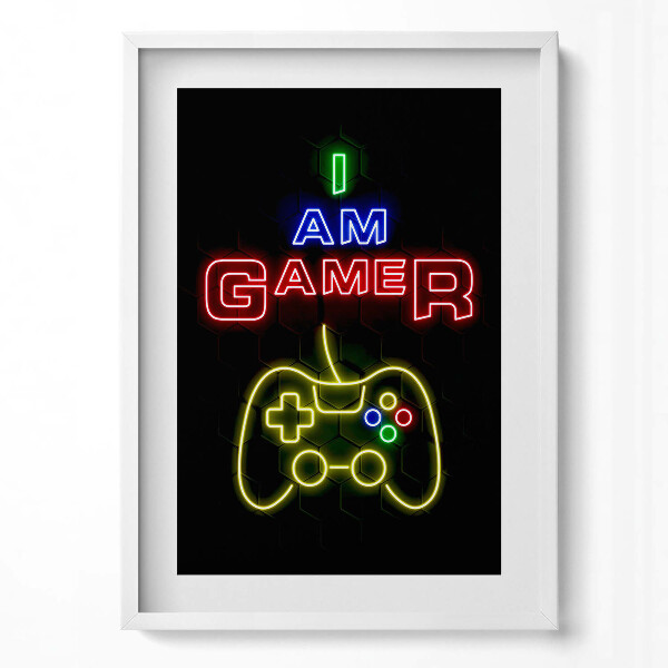 Obraz pionowy Neonowy napis dla gracza "I am gamer"