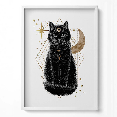 Obraz pionowy Magiczny czarny kot i kosmos