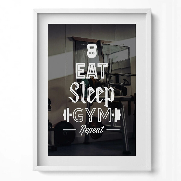 Obraz pionowy Motywacyjny napis "Eat sleep gym repeat"