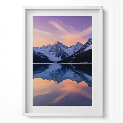 Obraz pionowy Pejzaż gór i jeziora wieczorem