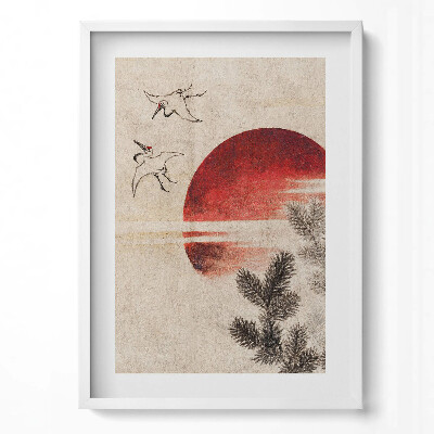 Obraz pionowy Japońska sztuka zachodzące słońce
