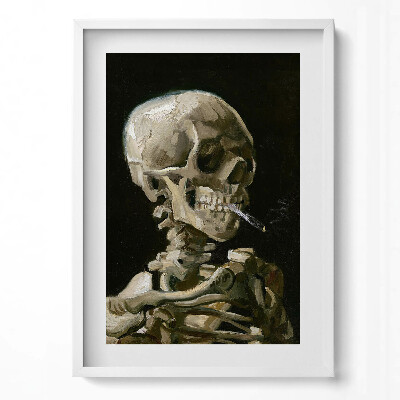 Obraz pionowy Malunek czaszki z papierosem