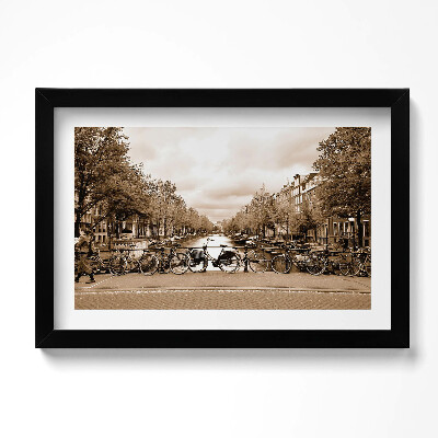 Obraz w ramie Widok Amsterdamu z rowerami