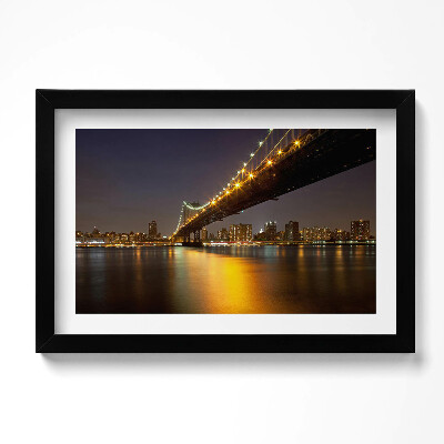 Obraz w ramie Oświetlony Most Brookliński w Nowym Yorku