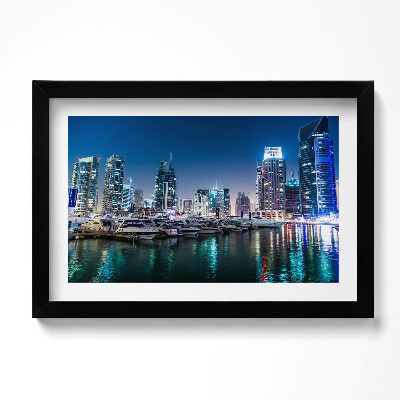 Obraz w ramie Łodzie w mieście nocą