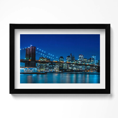 Obraz w ramie Most Brookliński wieczorem - Nowy York