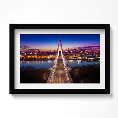 Obraz w ramie Most i miasto wieczorem