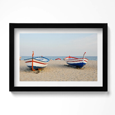 Obraz w ramie Łodzie na plaży