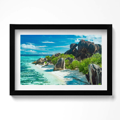 Obraz w ramie Letni pejzaż plaży i oceanu