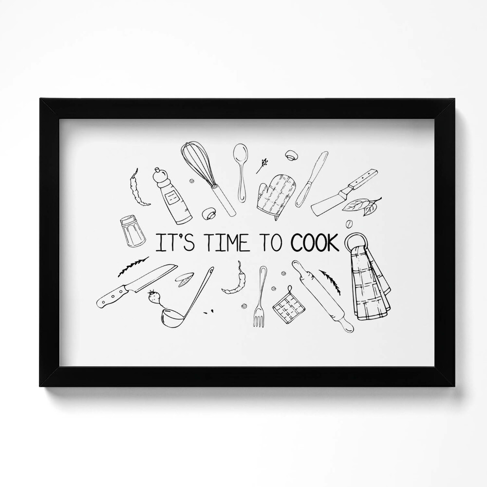 Obraz w ramie It's time to cook - napis kuchenny