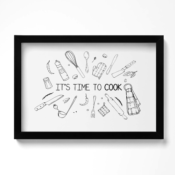 Obraz w ramie It's time to cook - napis kuchenny