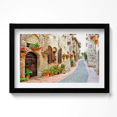 Obraz w ramie Malownicza uliczka z kwiatami