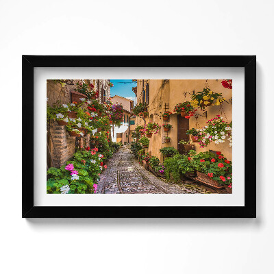 Obraz w ramie Ulica kwiatowa w mieście Umbrii