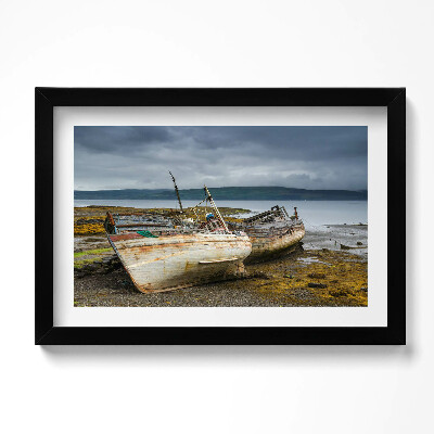 Obraz w ramie Zatoka Salen Bay i łodzie