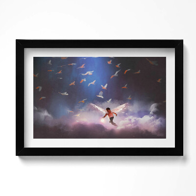 Obraz w ramie Chłopiec z anielskimi skrzydłami