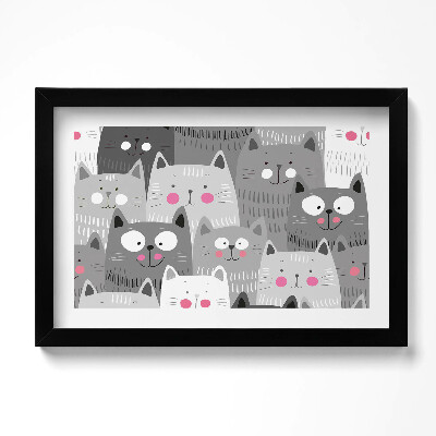 Obraz w ramie Wzór z kotami