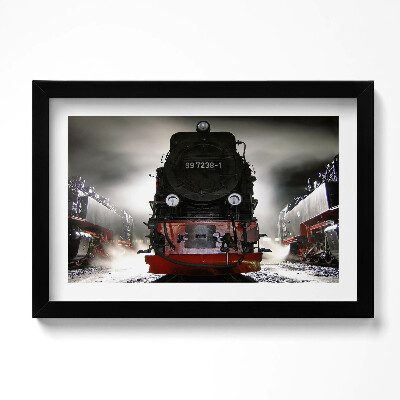 Obraz w ramie Lokomotywy nocą