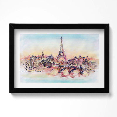 Obraz w ramie Malowany widok na Paryż