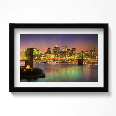 Obraz w ramie Most Brookliński nocą