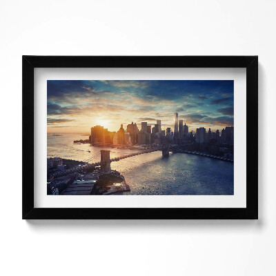 Obraz w ramie Nowy Jork Manhattan i zachód słońca