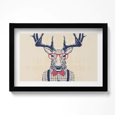 Obraz w ramie Jeleń w koszuli i jazzowej kokardce