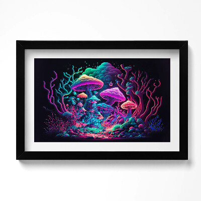 Obraz w ramie Neonowe grzyby