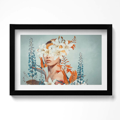 Obraz w ramie Abstrakcja kobieta z kwiatami