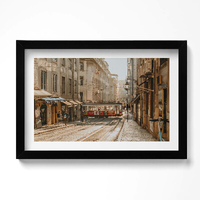 Obraz w ramie Widok na Lizbonę i tramwaj