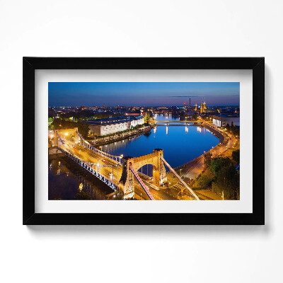 Obraz w ramie Miasto nocą Wrocław
