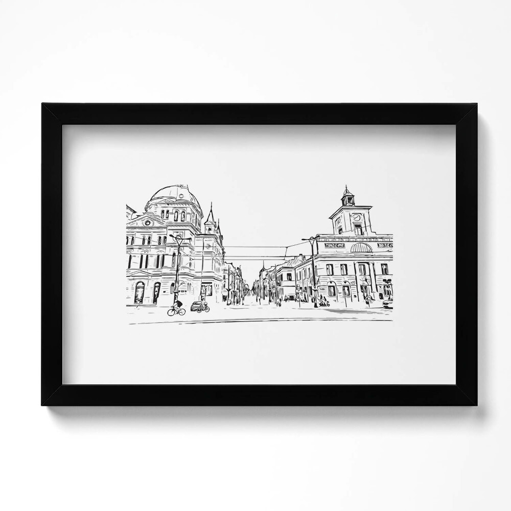 Obraz w ramie Poznań ilustracja starego miasta