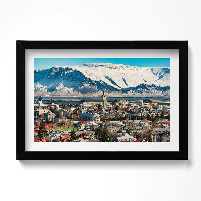 Obraz w ramie Widok na Reykjavík Islandia