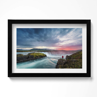 Obraz w ramie Krajobraz z wodospadem Godafoss