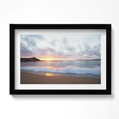 Obraz w ramie Morze plaża i zachód słońca