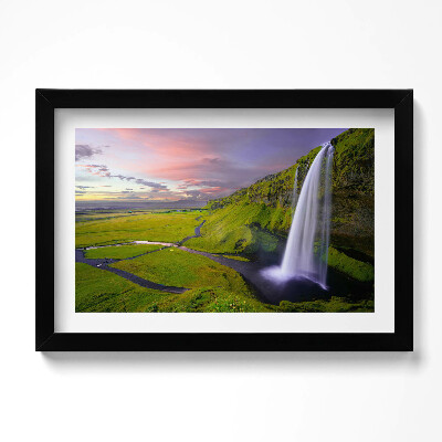 Obraz w ramie Pejzaż pół i wodospadu